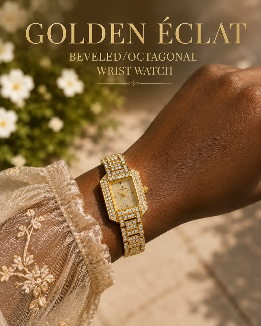Golden Éclat beveled/octagonal wrist watch