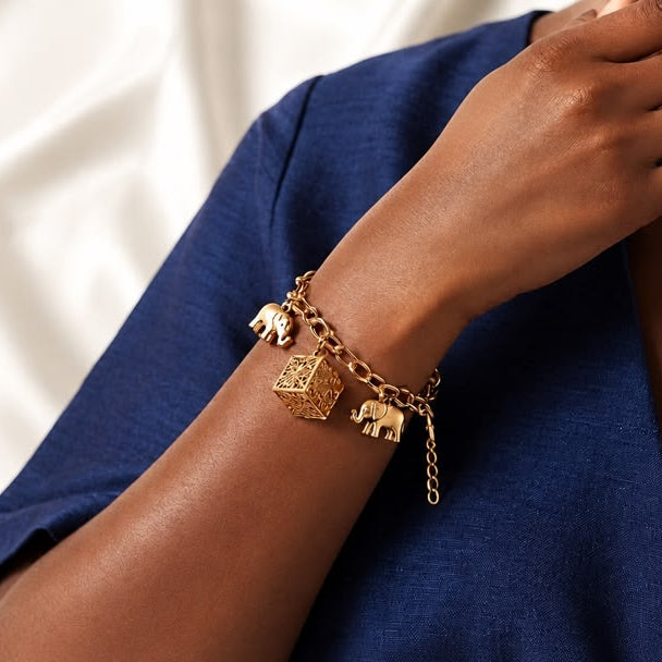 chunky elephant charm  bracelet